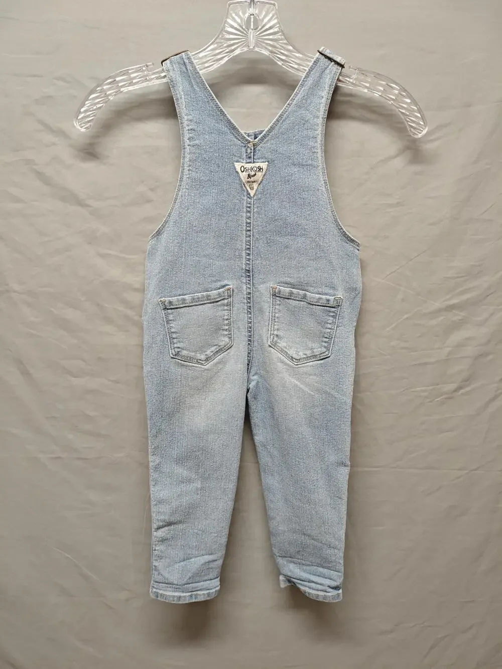 OshKosh B'gosh Overalls Girls Toddler 2T Light Wash Denim Embroidered Floral